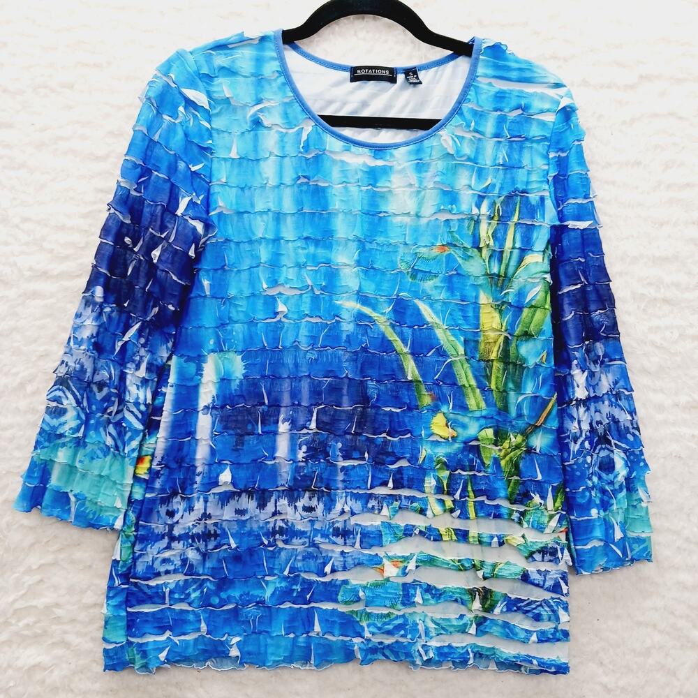 Blouse Blue Iris Bloomcore Whimsycore Festival Y2K Wearable Art Gardener Size  S